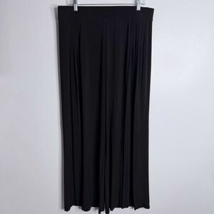 White House Black Market Long Black‎ Matte Jersey Pleated Wide Leg Pants Large